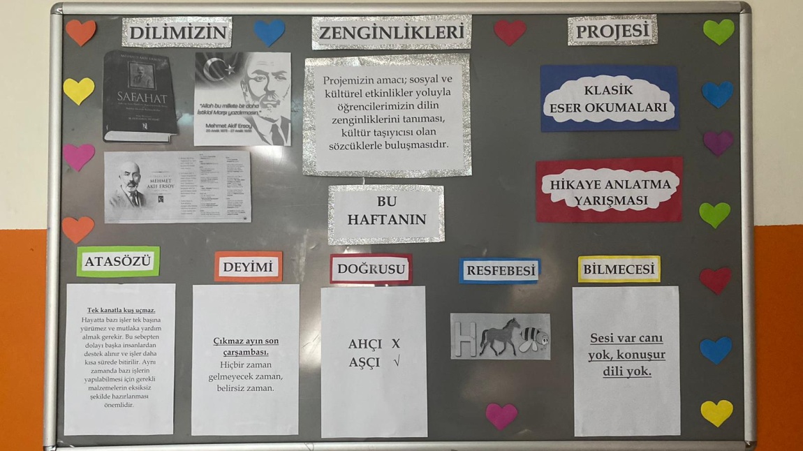 Mehmet Akif Ersoy'un Safahat Eserinden Faydalanılarak Sınıf Düzeylerinde Etkinlikler ve Pano Çalışmaları Yapıldı.